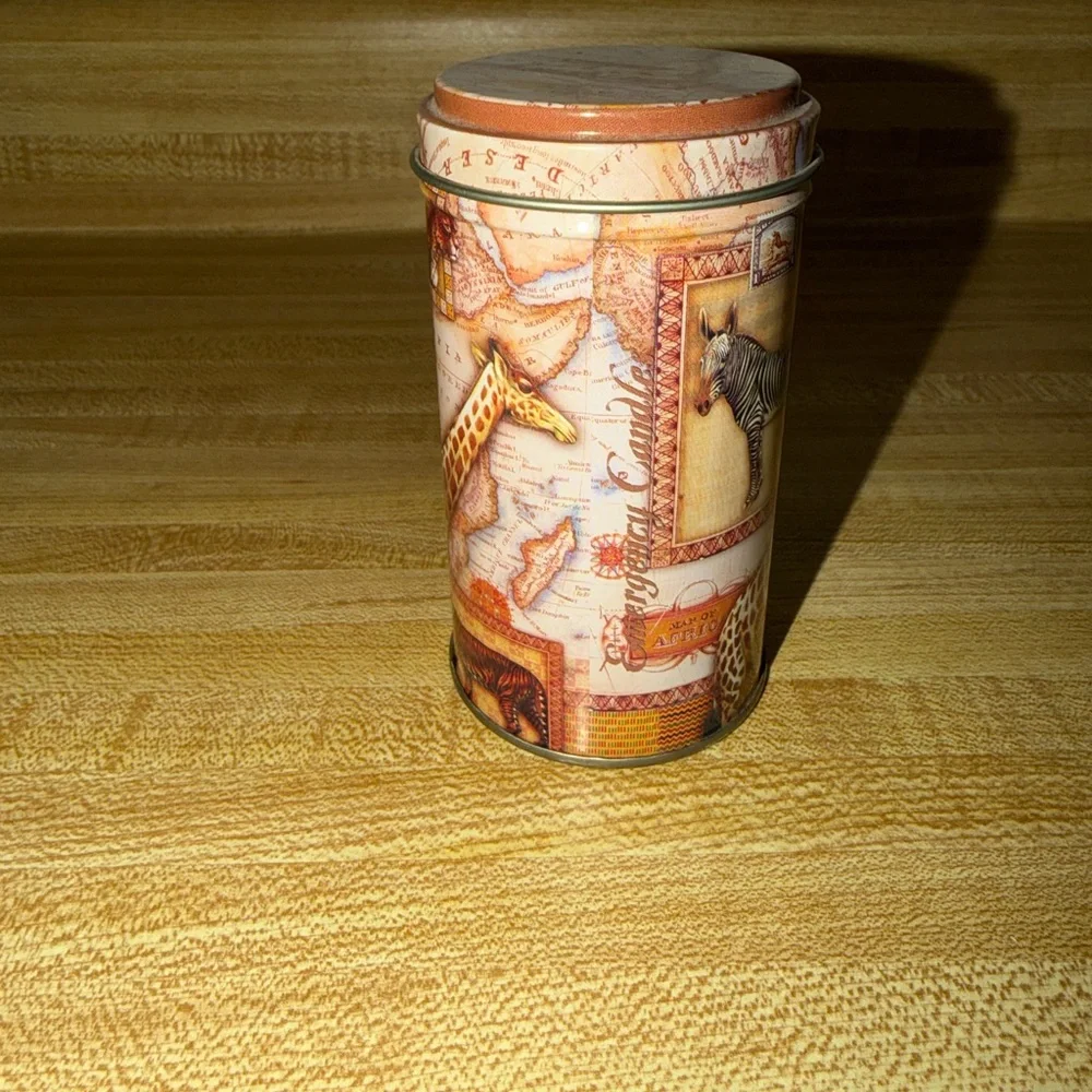 Emergency Candles Tin - Map Print Brown & Cream doomsday prep